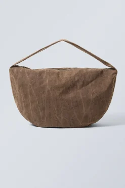 Weekday WASHED COTTON CROSSBODY BAG dark brown Store