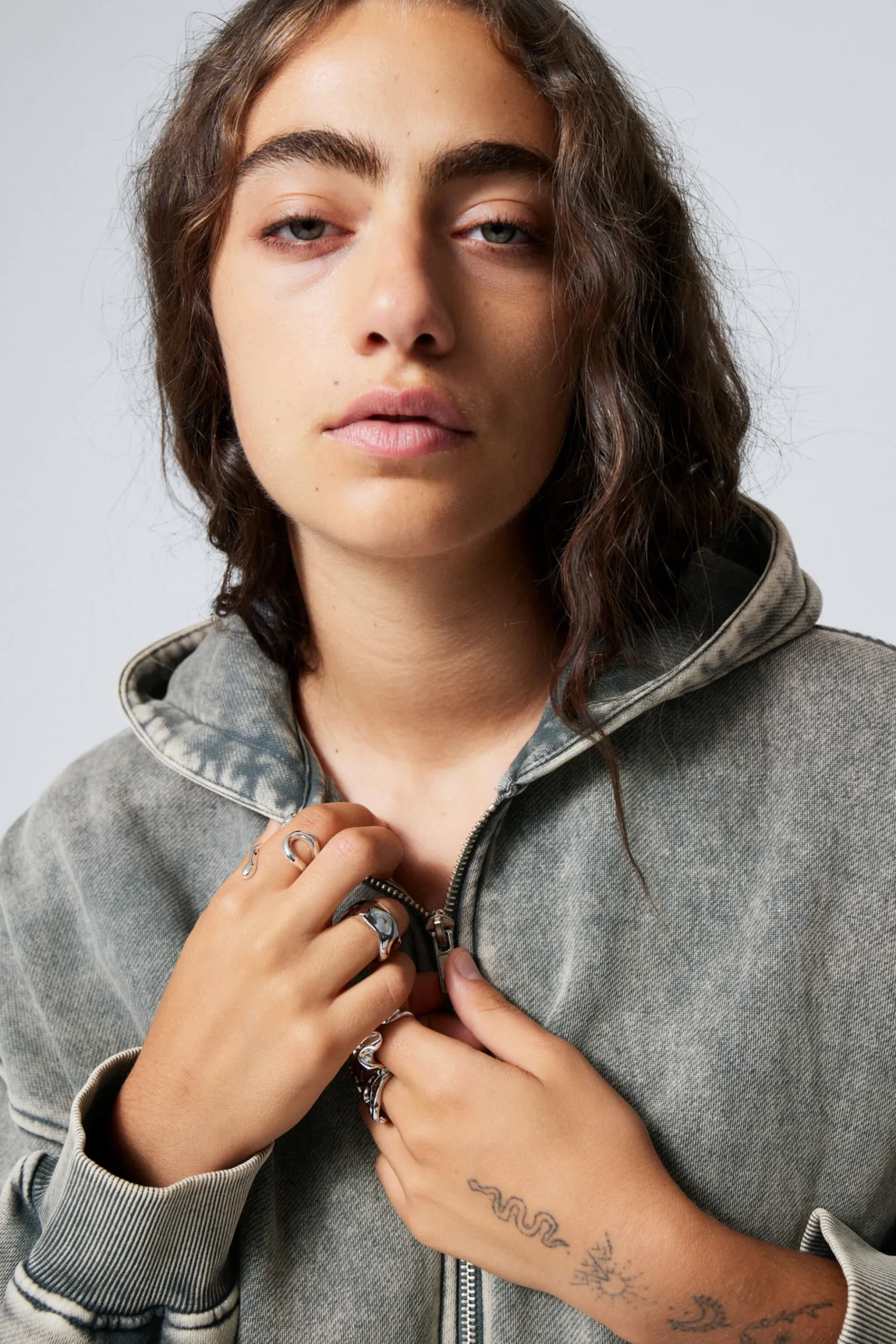 Weekday WASHED LOOSE FIT ZIP HOODIE washed turquoise Online