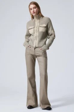 Weekday WASHED RIB-KNIT ZIP CARDIGAN washed dusty mole Discount