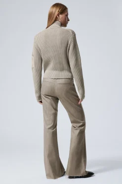 Weekday WASHED RIB-KNIT ZIP CARDIGAN washed dusty mole Discount