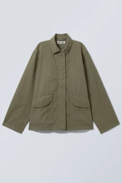 Weekday WASHED RIPSTOP JACKET dark khaki green Discount