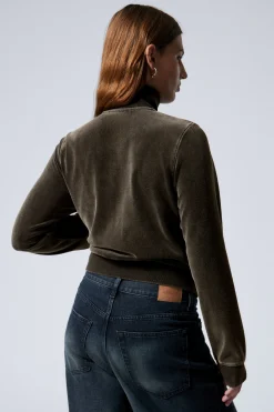 Weekday WASHED VELVET MINI JACKET washed black Fashion
