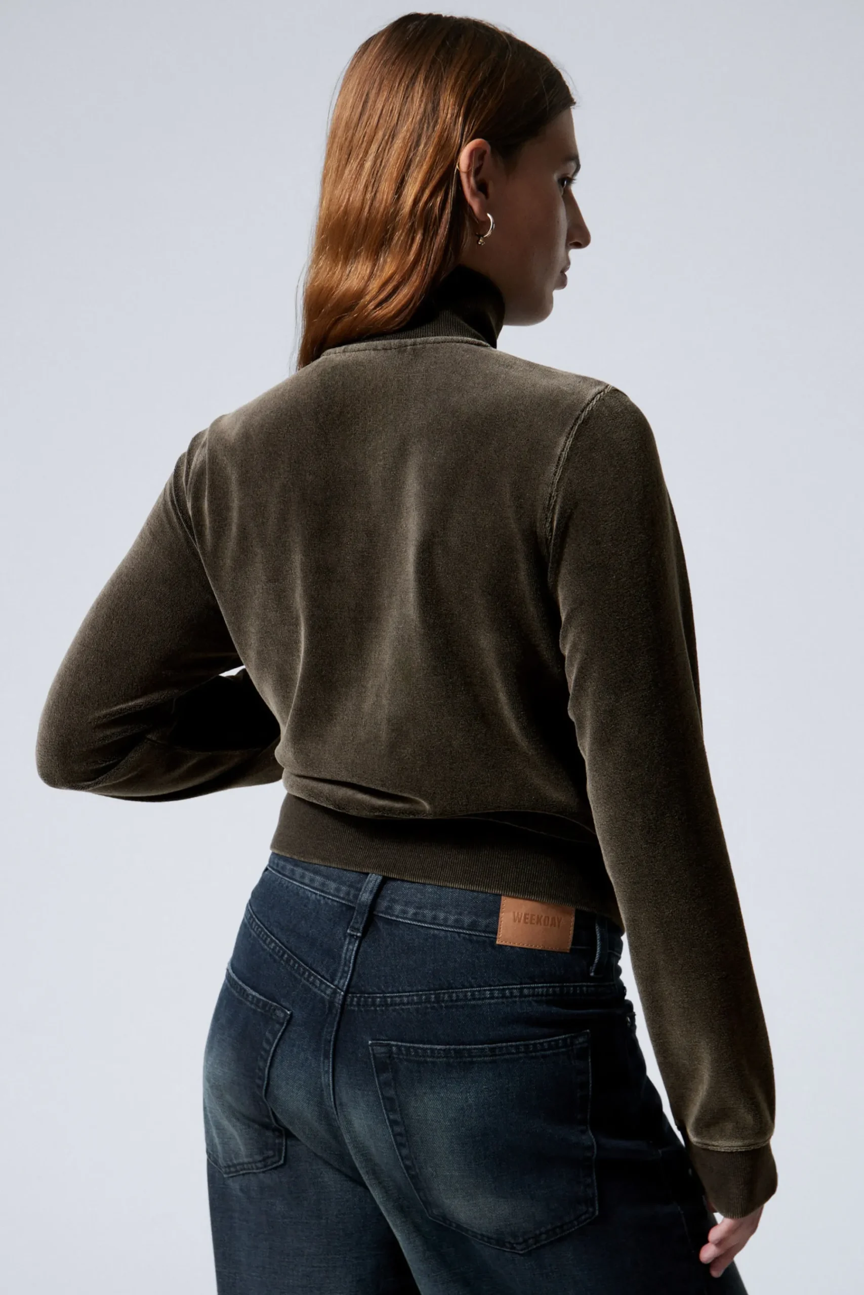 Weekday WASHED VELVET MINI JACKET washed black Fashion