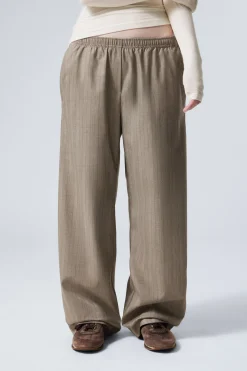 Weekday WIDE PULL ON SUITING TROUSERS beige pinstripe Online