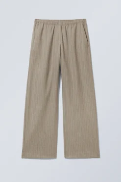 Weekday WIDE PULL ON SUITING TROUSERS beige pinstripe Online