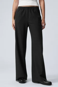 Weekday WIDE PULL ON SUITING TROUSERS black check Cheap