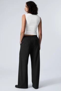 Weekday WIDE PULL ON SUITING TROUSERS black check Cheap