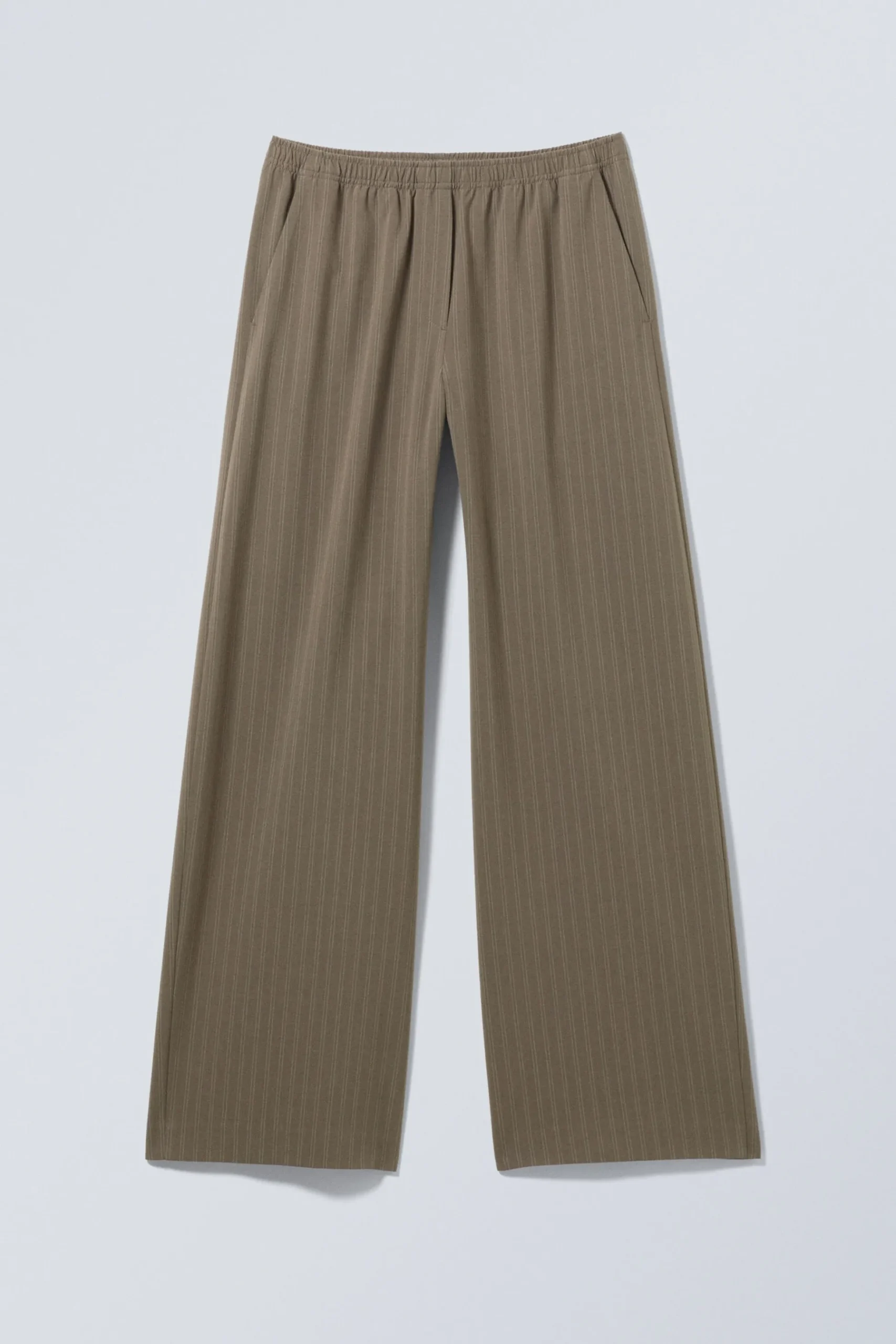 Weekday WIDE PULL ON SUITING TROUSERS dark mole stripe Cheap