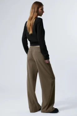 Weekday WIDE PULL ON SUITING TROUSERS dark mole stripe Cheap