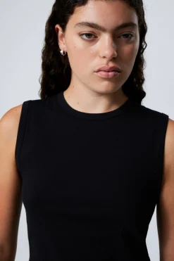 Weekday WIDE SHOULDER FITTED TANK TOP black Flash Sale