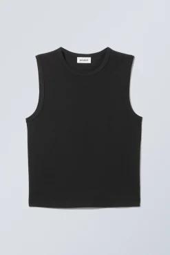 Weekday WIDE SHOULDER FITTED TANK TOP black Flash Sale