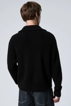 Weekday WOOL-BLEND HALF-ZIP TURTLENECK SWEATER black Cheap