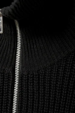Weekday WOOL-BLEND HALF-ZIP TURTLENECK SWEATER black Cheap