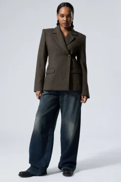 Weekday WOOL-BLEND HERRINGBONE BLAZER brown/grey Shop