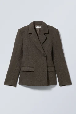 Weekday WOOL-BLEND HERRINGBONE BLAZER brown/grey Shop