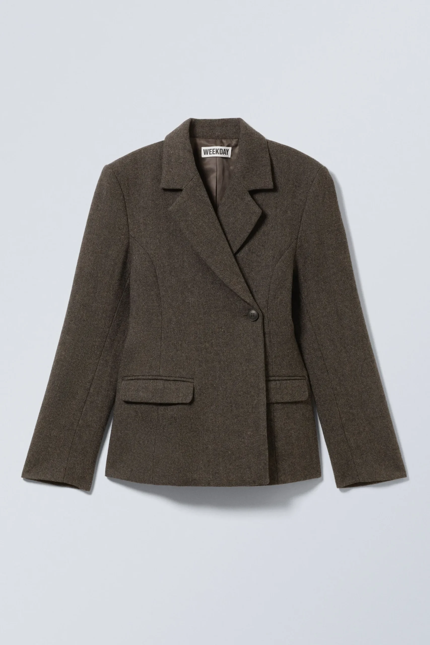Weekday WOOL-BLEND HERRINGBONE BLAZER brown/grey Shop