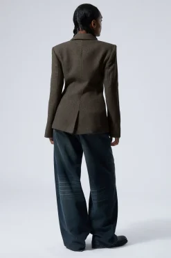 Weekday WOOL-BLEND HERRINGBONE BLAZER brown/grey Shop