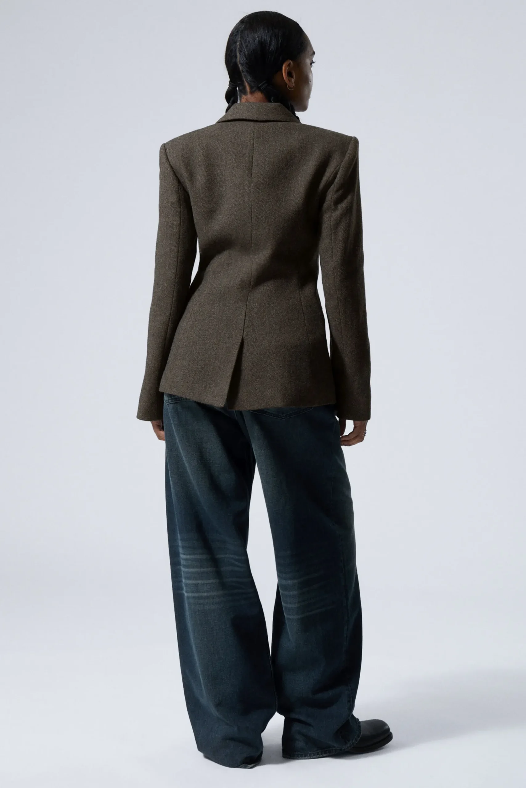 Weekday WOOL-BLEND HERRINGBONE BLAZER brown/grey Shop